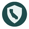 california state outline on shield background